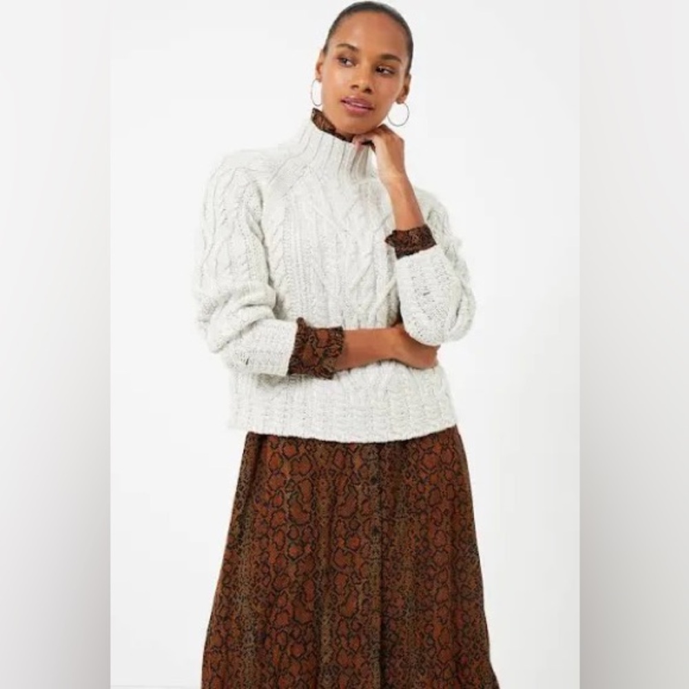French Connection Cream Cropped Knit Sweater
